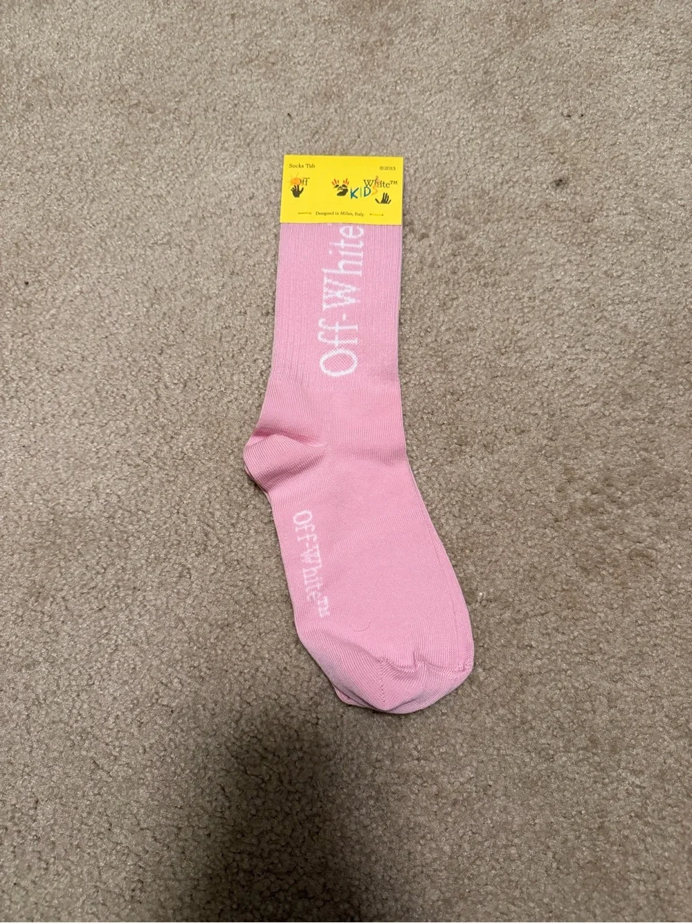Off-White Light Pink Logo Crew Sock